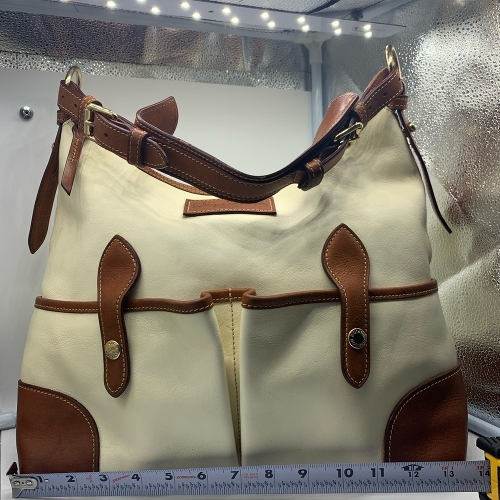 DOONEY And BOURKE genuine florentine vacchetta white leather satchel bag - Picture 13 of 16
